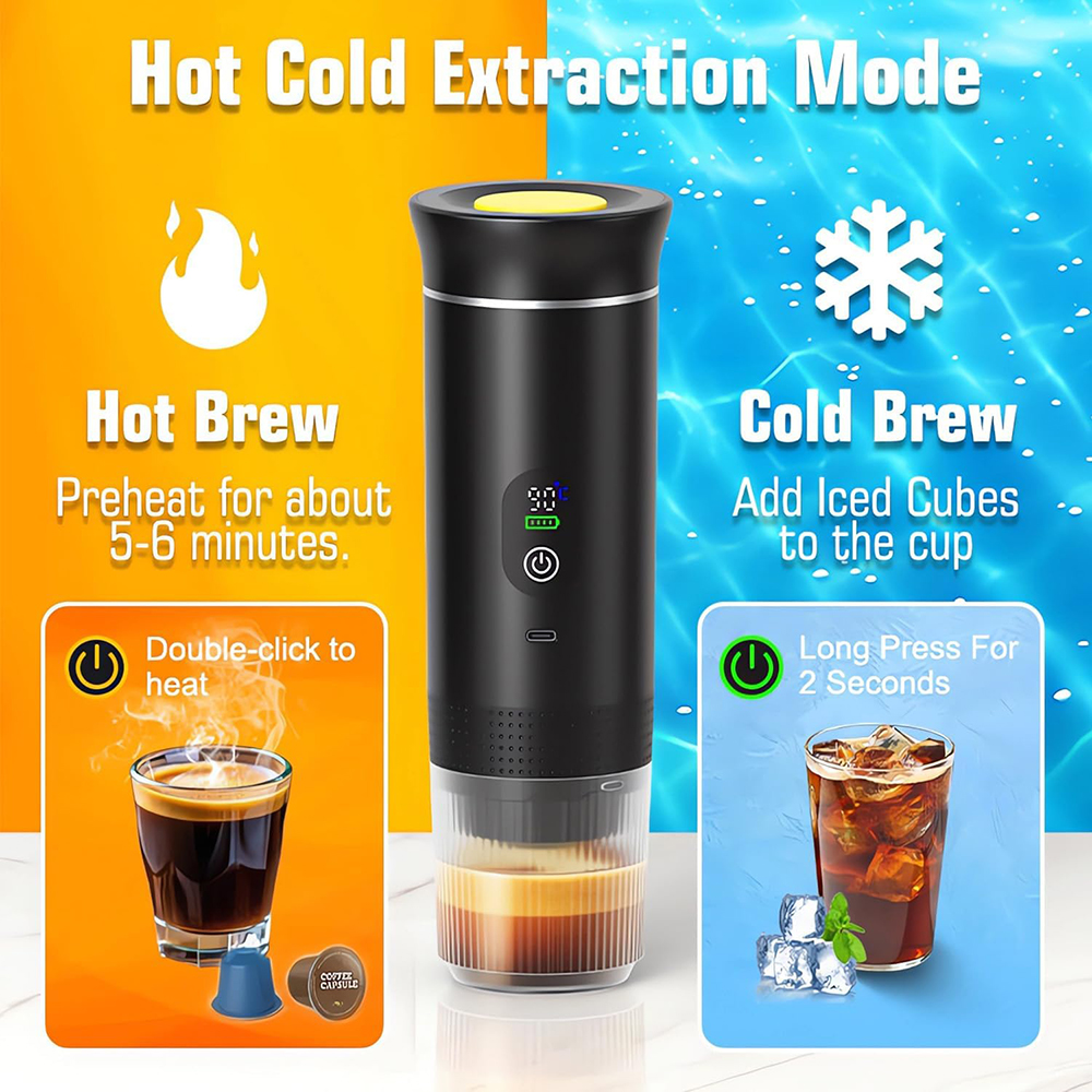 The Portable Coffee Machine Comes With A Built-In Heating System