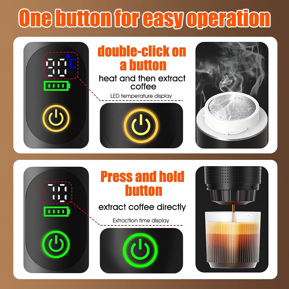 The Portable Coffee Machine Comes With A Built-In Heating System