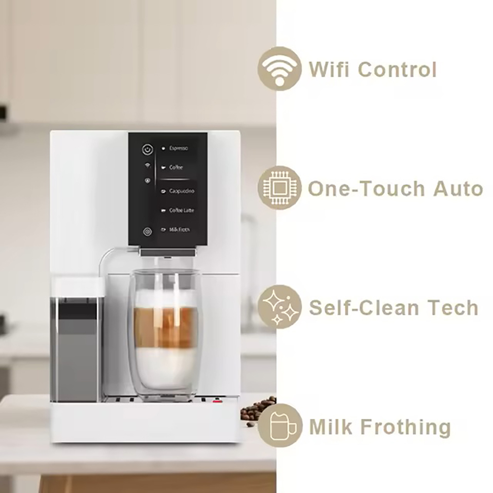 The Water Tank Of The Intelligent Metal Coffee Machine Has A Capacity Of 1L And Comes With A Built-In Jot Water System