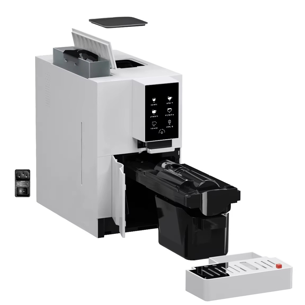 The Water Tank Of The Intelligent Metal Coffee Machine Has A Capacity Of 1L And Comes With A Built-In Jot Water System