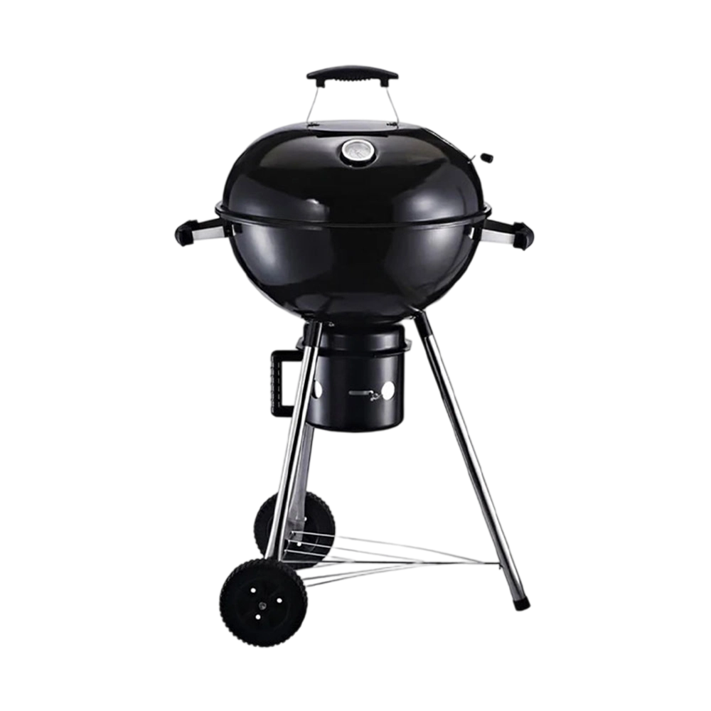 Freestanding Kettle charcoal BBO GrilPortable Cooking Smoker Outdoor camp PicnicBarbecue cooker with Wheels and StorageShelves