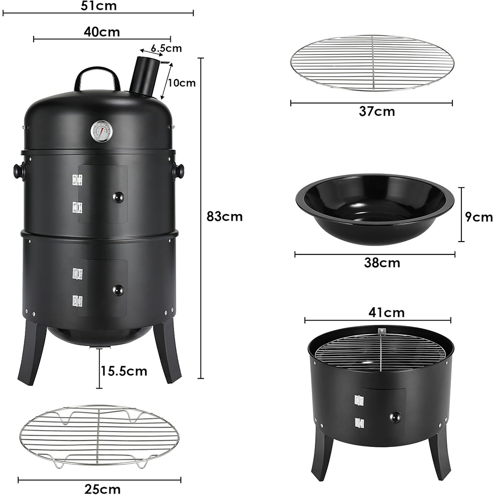 Outogether Food smoker BBQ grill CharcoaGrill for Backyard Patio Outdoor
