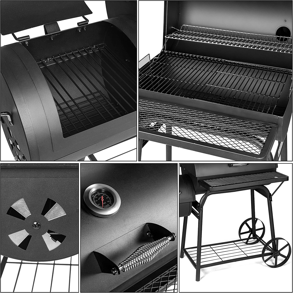 Outdoors Charcoal 2-IN-1 BBQ Smoker Grill Barbecue Outdoor Cooking