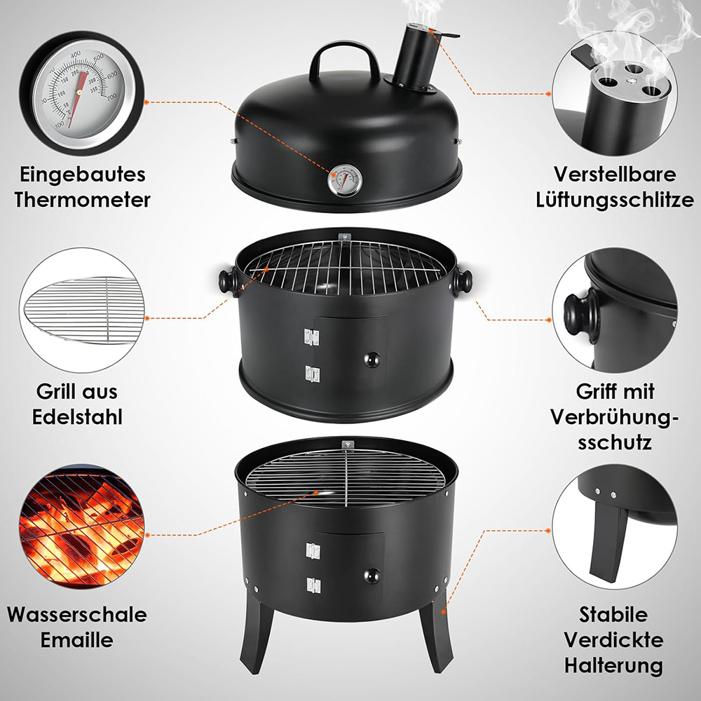 Outogether Food smoker BBQ grill CharcoaGrill for Backyard Patio Outdoor