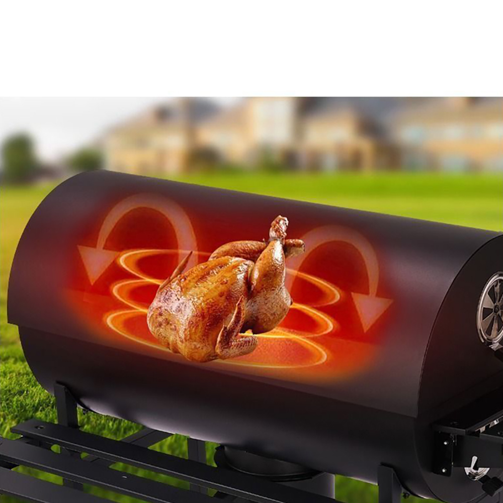 Portable Charcoal BBQ Grill Steel Offset Smoker Combo Backyard Oil Drums Barrel