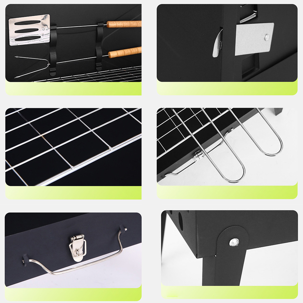 Barbecue Grill, Portable Folding Desk TabletopOutdoor Stainless steel smoker BBO For PicnicGarden Terrace Camping Travel