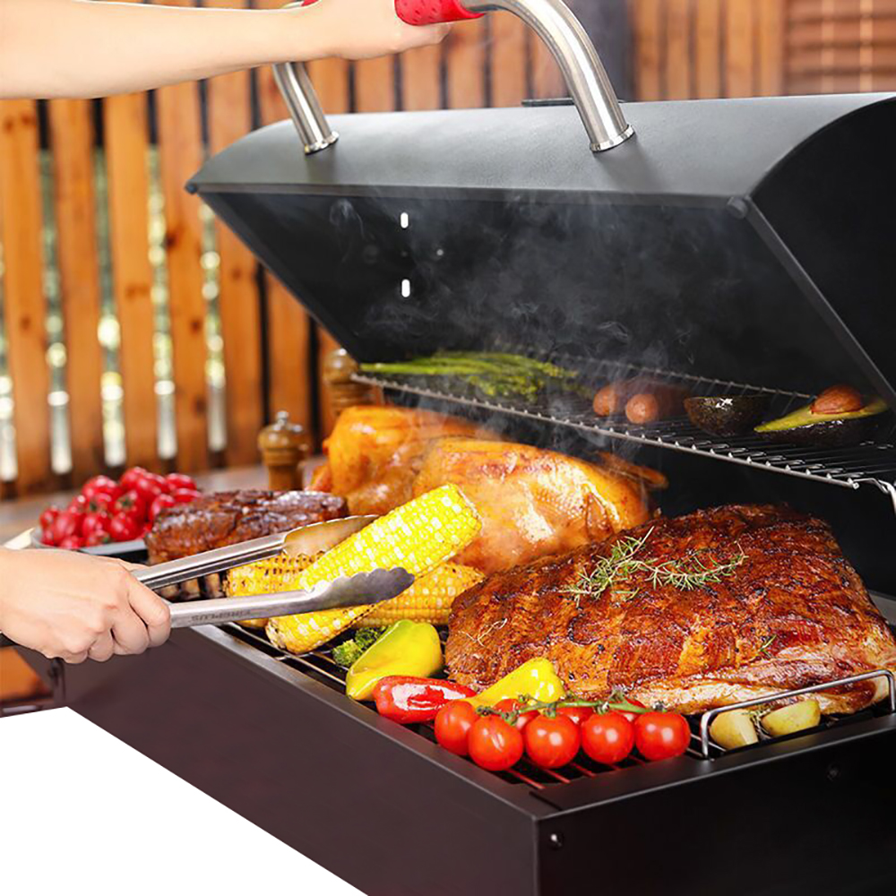 Portable Charcoal BBQ Grill Steel Offset Smoker Combo Backyard Oil Drums Barrel