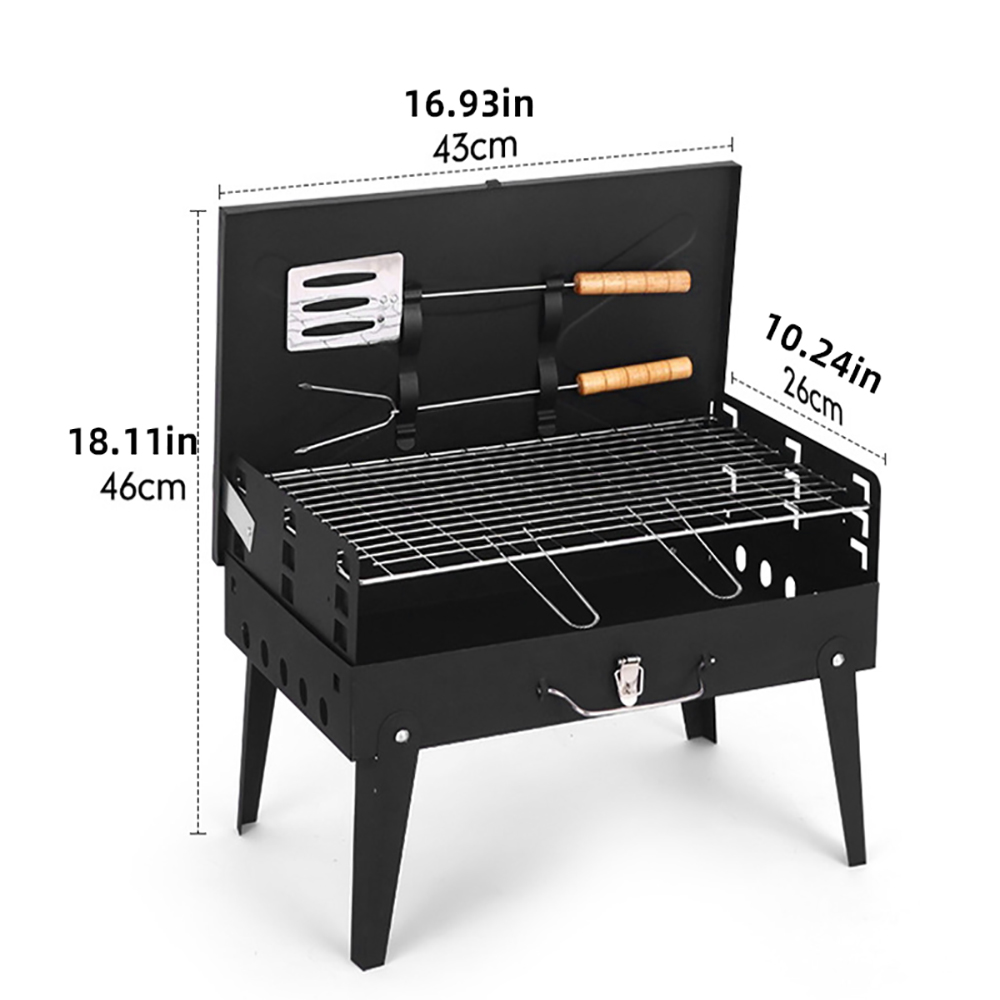 Barbecue Grill, Portable Folding Desk TabletopOutdoor Stainless steel smoker BBO For PicnicGarden Terrace Camping Travel