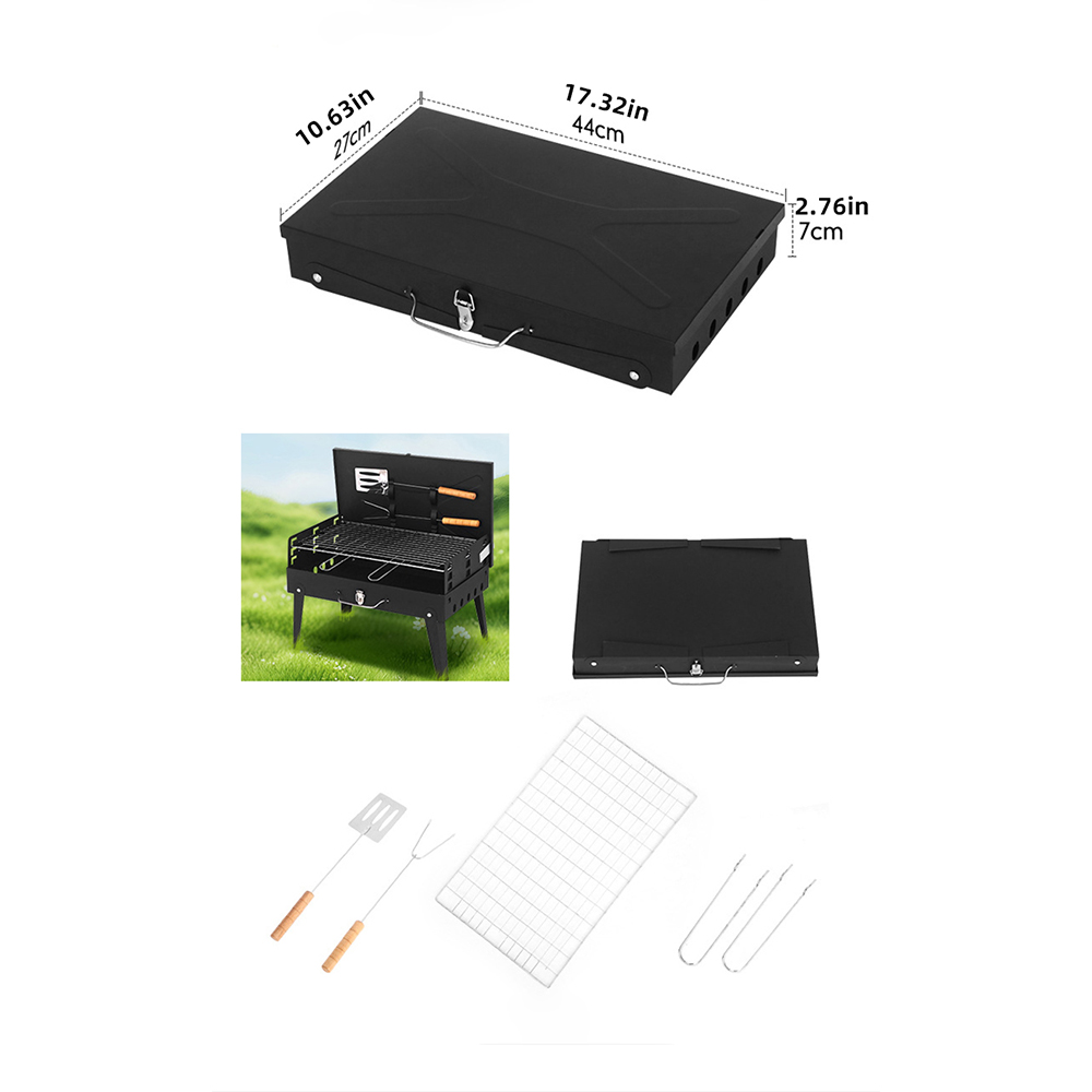 Barbecue Grill, Portable Folding Desk TabletopOutdoor Stainless steel smoker BBO For PicnicGarden Terrace Camping Travel