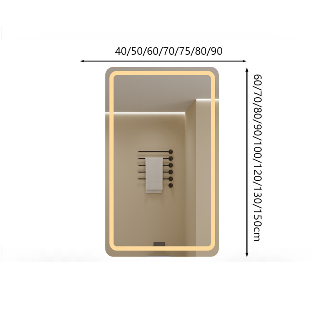Single-touch three-tone tempered glass mirror, 110V US plug